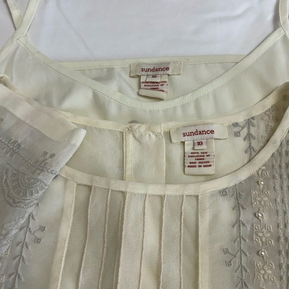 Sundance 100% Silk Beaded & Embroidered Midi Dress Size 10 With Slip Coastal - Picture 6 of 16